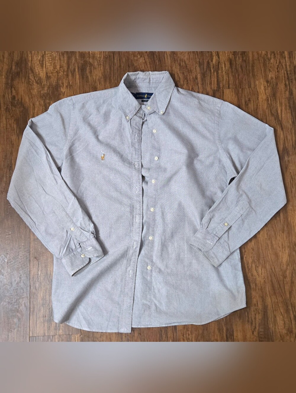 Ralph Lauren Classic Fit Men's L Long Sleeve Button-Down Gray Solid